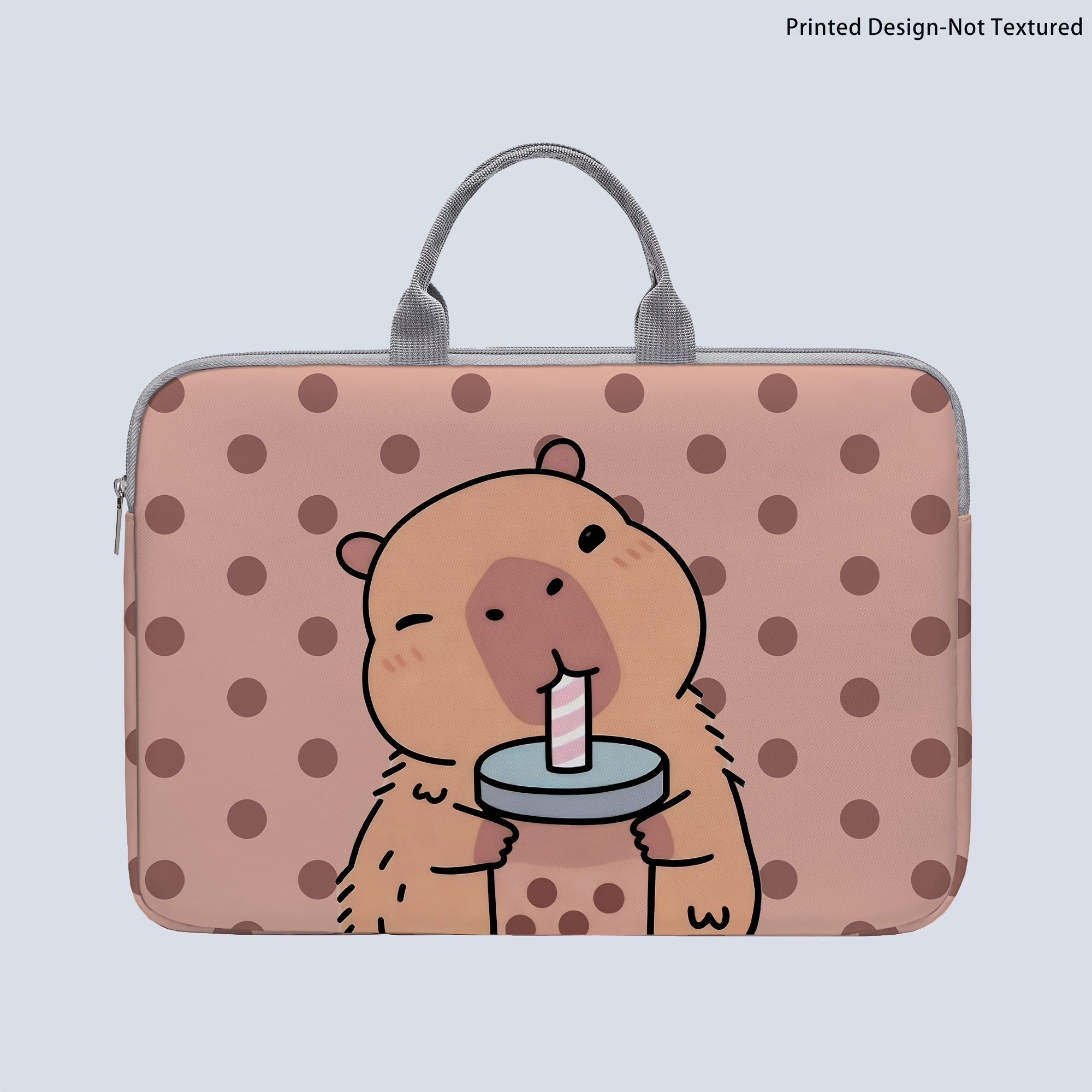 TEMU [printed Design-not Textured] 1 Laptop Bag, Capybara-print Laptop Bag, Briefcase-style Fabric Case, Fits 14-inch Laptops, Soft Laptop Sleeve,