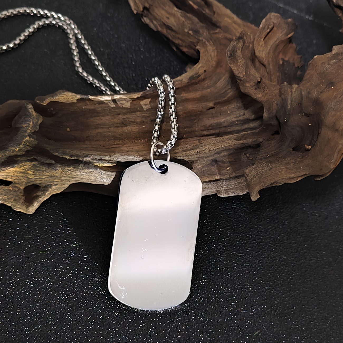 TEMU [customization] 1pc Blank Military Dog Tag Cone Pendant Necklace, Creative Personalized Street Style Necklace Suitable For Music Festivals,