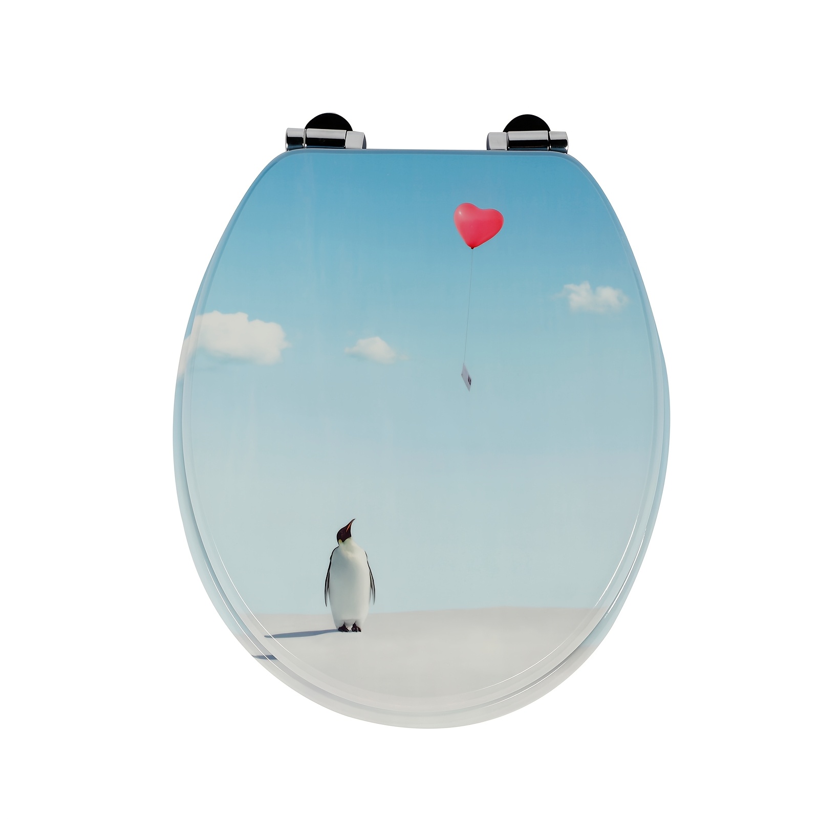 Image of Sainos Mdf Toilet Seat, Soft Close Mechanism Toilet Lid, O-shaped Toilet Seat, Adjustable Alloy Hinges Prevent Rusting, 180kg Load Capacity