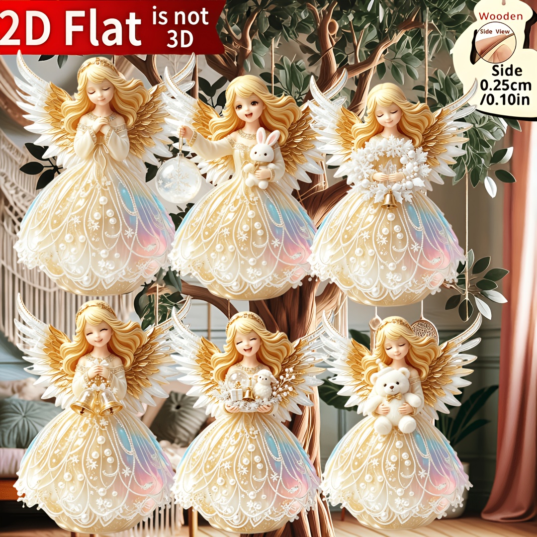 TEMU 2d Flat 6pcs Christmas Decoration Pattern Hanging Suit, Very Suitable For Trees, Windows, And Party Decorations, Christmas Tree Decorations,