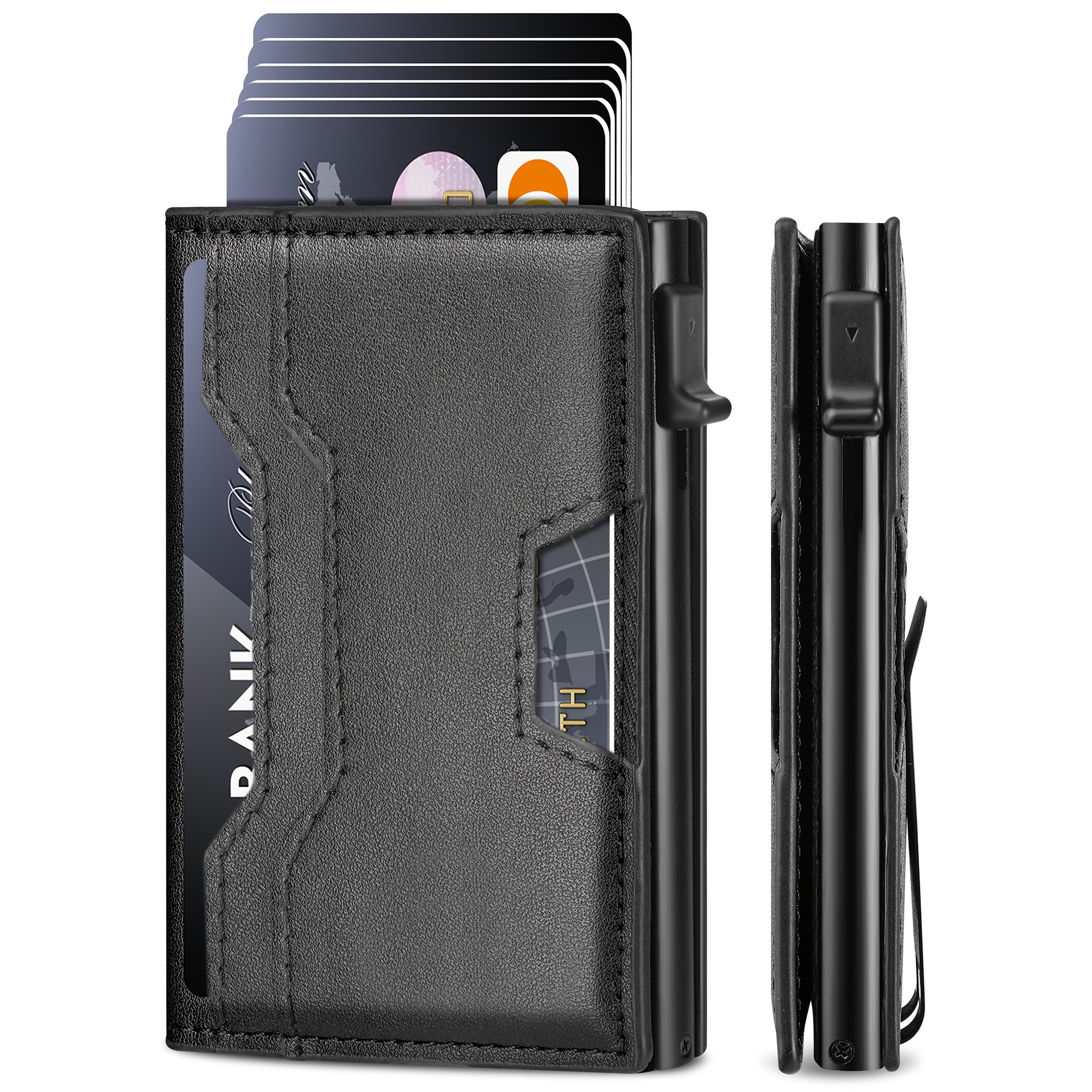 

Sleek Men's Slim Wallet - Rfid Blocking, Pop- With Money Clip & Id Window, Premium Leather Credit Card Holder - Perfect Gift For Christmas, Valentine's, Father's Day