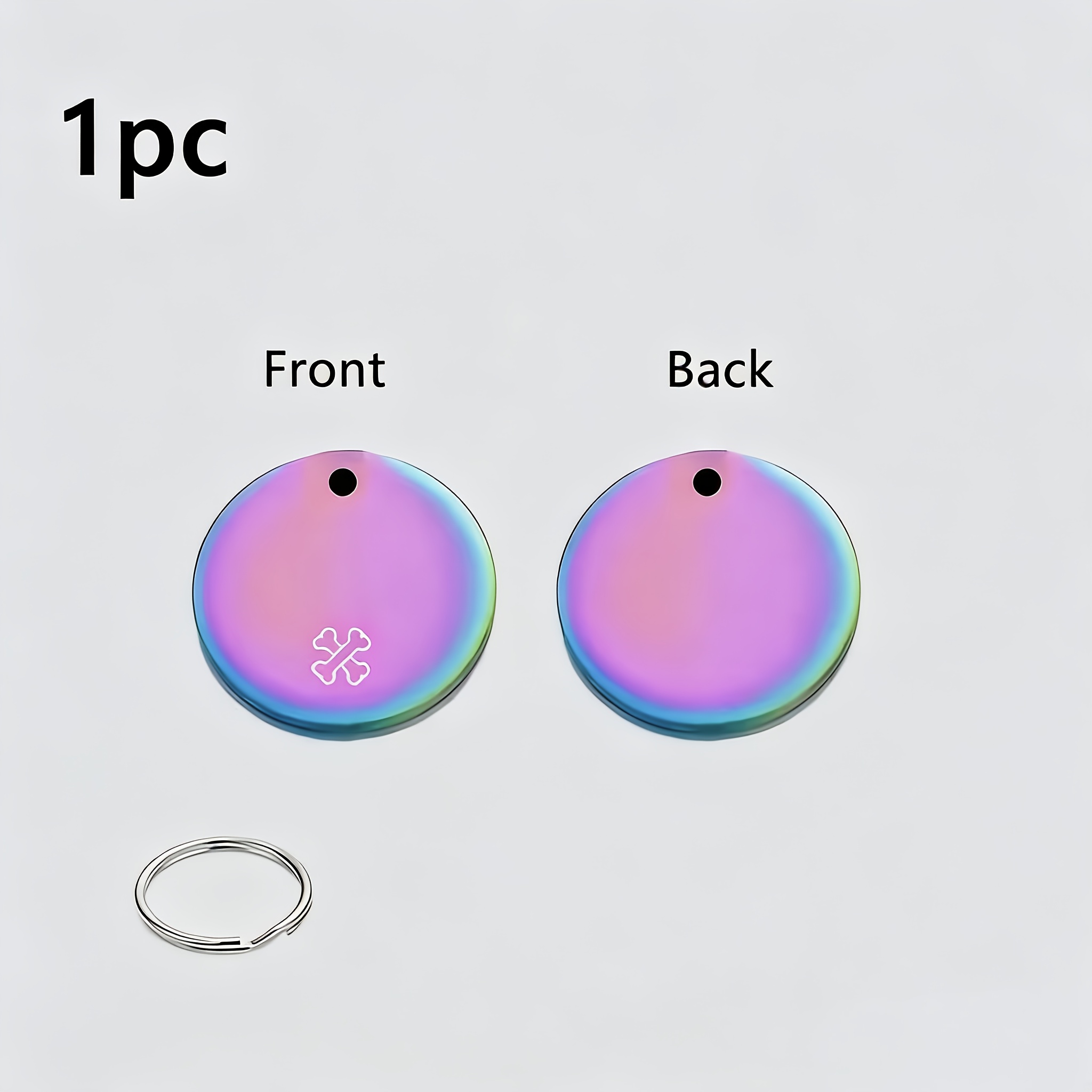 Double-Sided Engraved Pet Tag, Custom Easy Round Metal Anti-Lost Tag