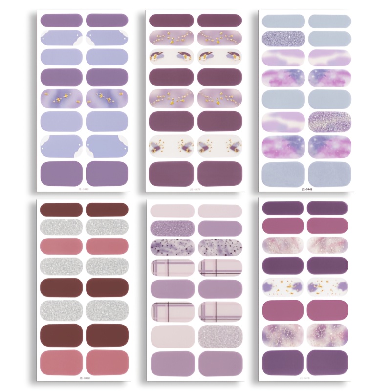 96pcs Spring And Summer Shiny Gradient Dyed Fully Wrapped Nail Strips, Self-adhesive Single Use Nail Stickers, Suitable For Women's Diy Home Use Nail Products Nail Kit