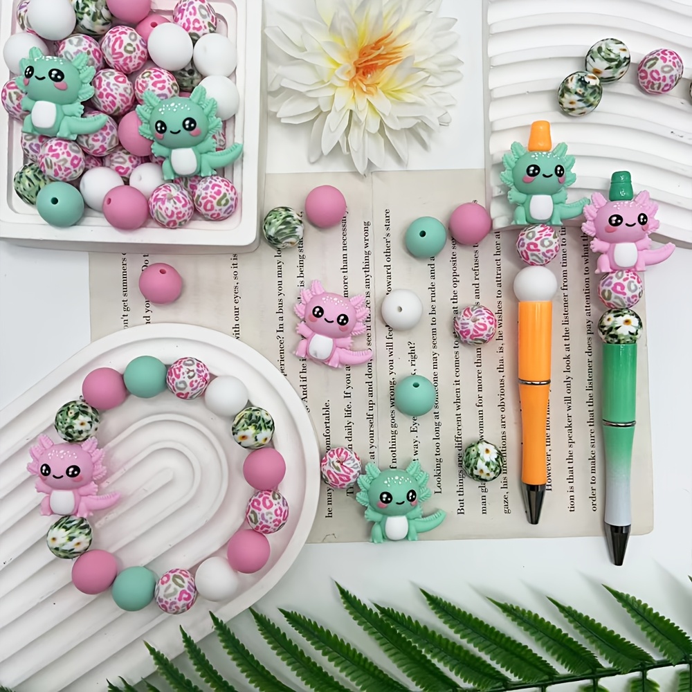 34pcs Spring Silicone Bead Set with Salamander Designs