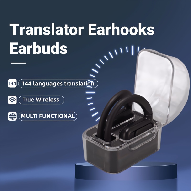 

Translator Earbuds 144 Languages 3 Rechargeable Wireless Language Translator Earhooks Black