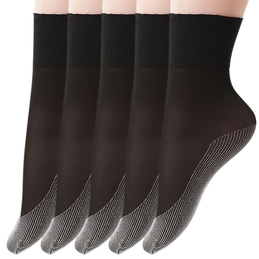 TEMU 5 di Calze Donna Trasparenti con Polsino Extra-Largo Antiscivolo - Leggere e Traspiranti, Design a Volant per Estivo , Lavabili in Lavatrice,