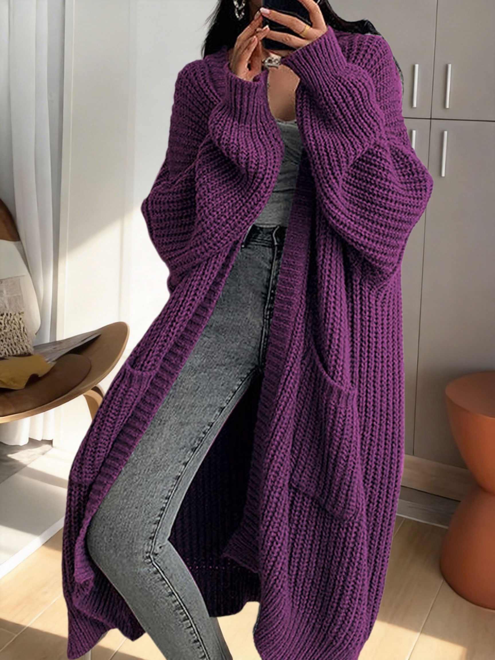 Y2K Long Cardigan Sweater with Long Sleeves