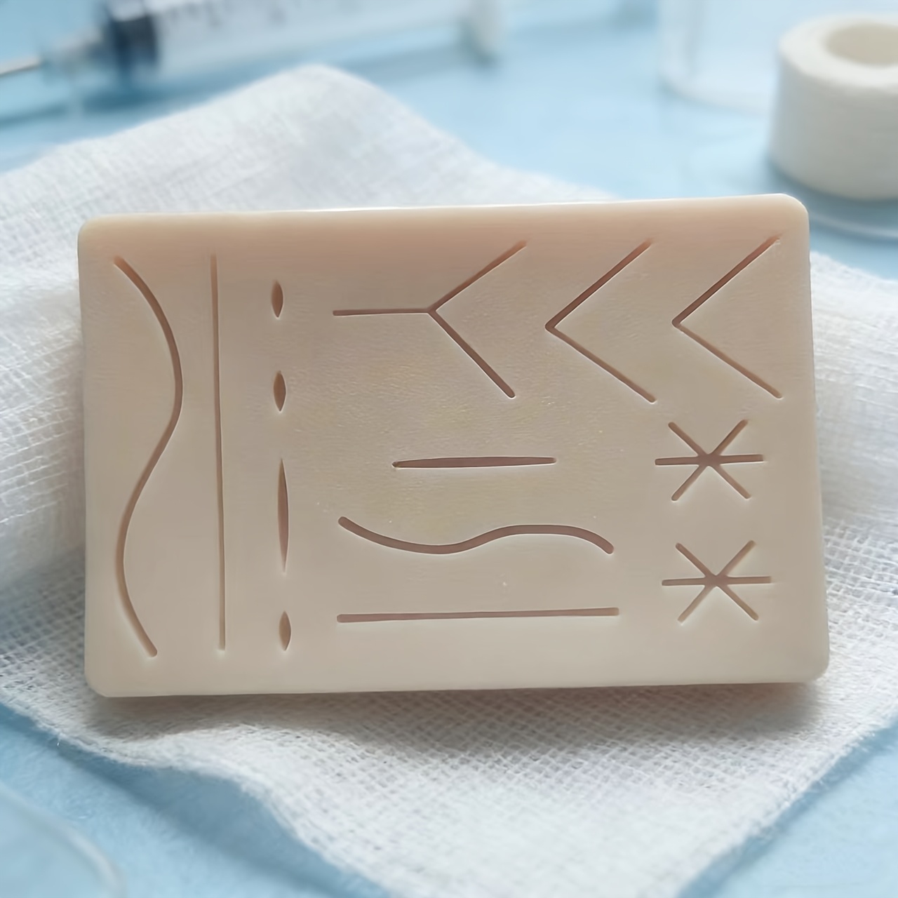 TEMU Reusable Skin Suturing Practice Pad, Medical Student Training Model With Multiple Pre-cut , Large Skin Suturing Pad For Open Suture Needle