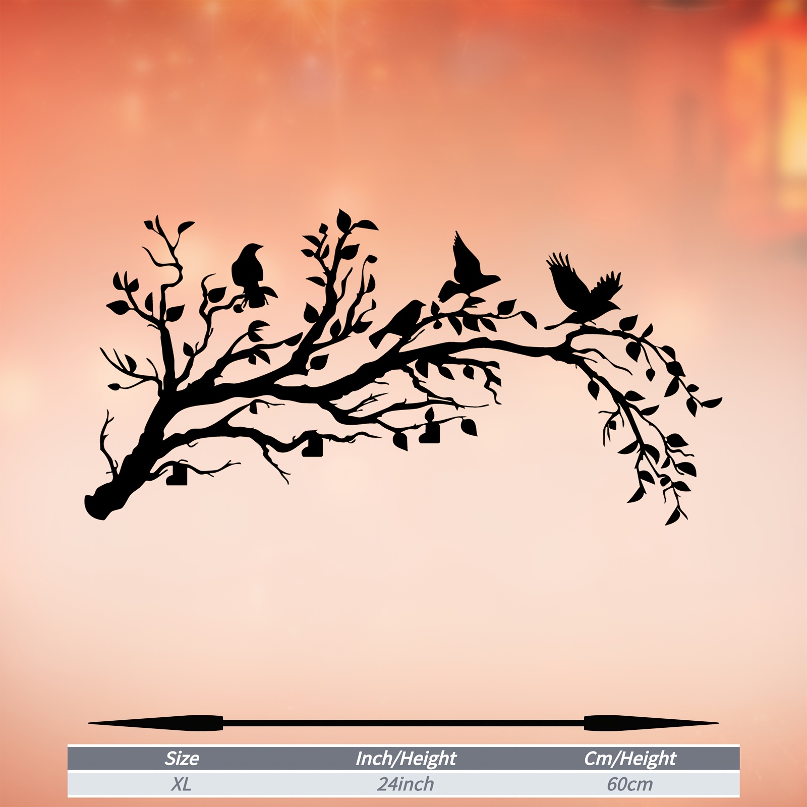 TEMU 1pc Bird & Tree Metal Wall Art | Rust-resistant Iron Wall Sculpture, Ideal For Garden Wall & Backyard Fence, Perfect For Thanksgiving, New Year,