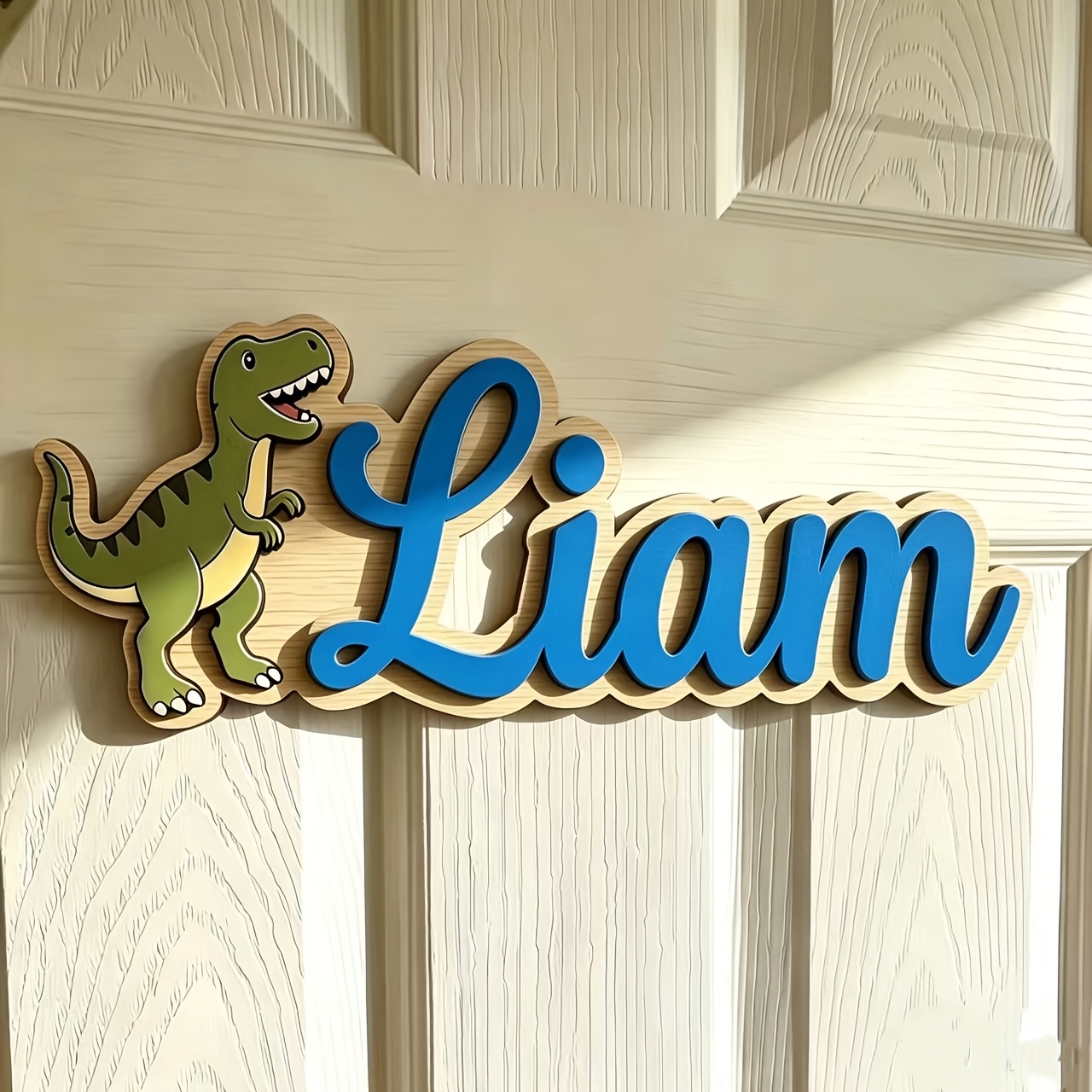 TEMU Custom Personalized Wooden 3d Dinosaur Name Sign, Home Door Plaque Decoration, Unique Birthday Christmas Father's Day Anniversary Gift, Living