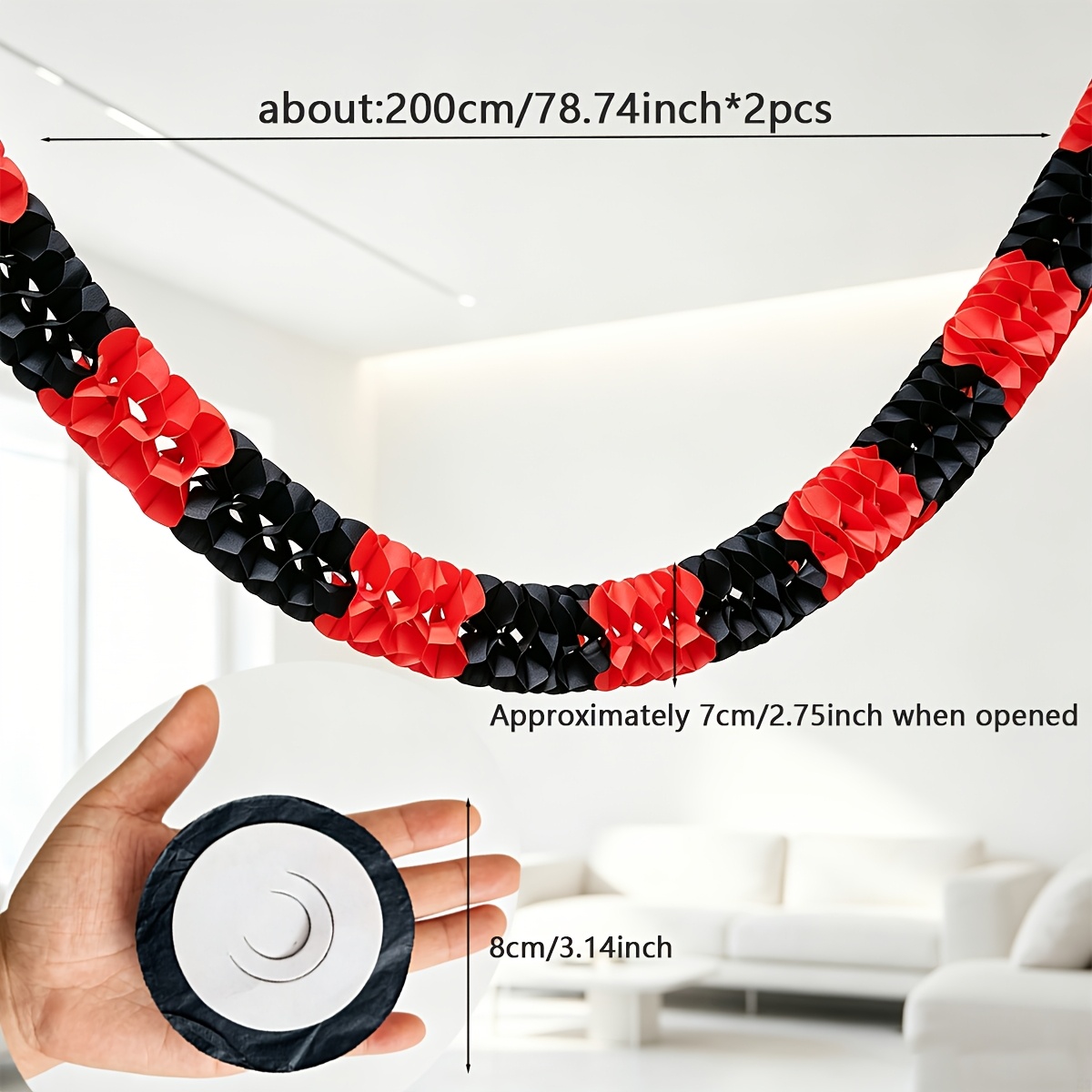 TEMU Lot de 2/6 pièces Décoration de fête et de carnaval de couronne sur le thème noir et rouge, Décoration à de plafond en en papier, Convient pour