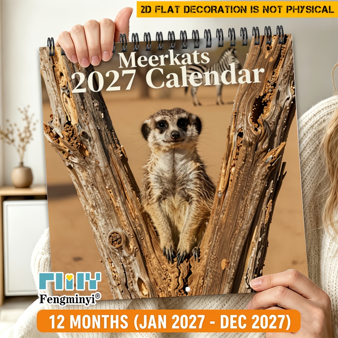 TEMU 1pc Fengminyi 2027 Wall Calendar Planner - Spiral Bound Monthly Calendar With Cute , Double-sided Printing Suitable For Home Office, Christmas