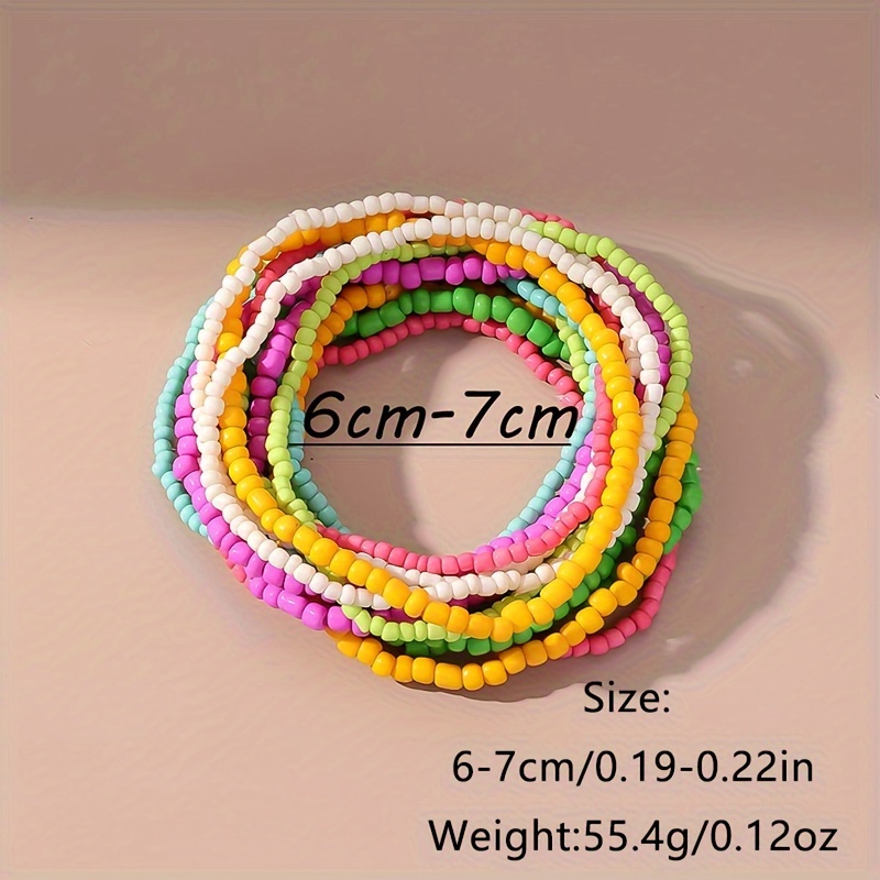 Colorful Mini Seed Beads Beaded Anklet Set Boho Style Niche Temu New Zealand