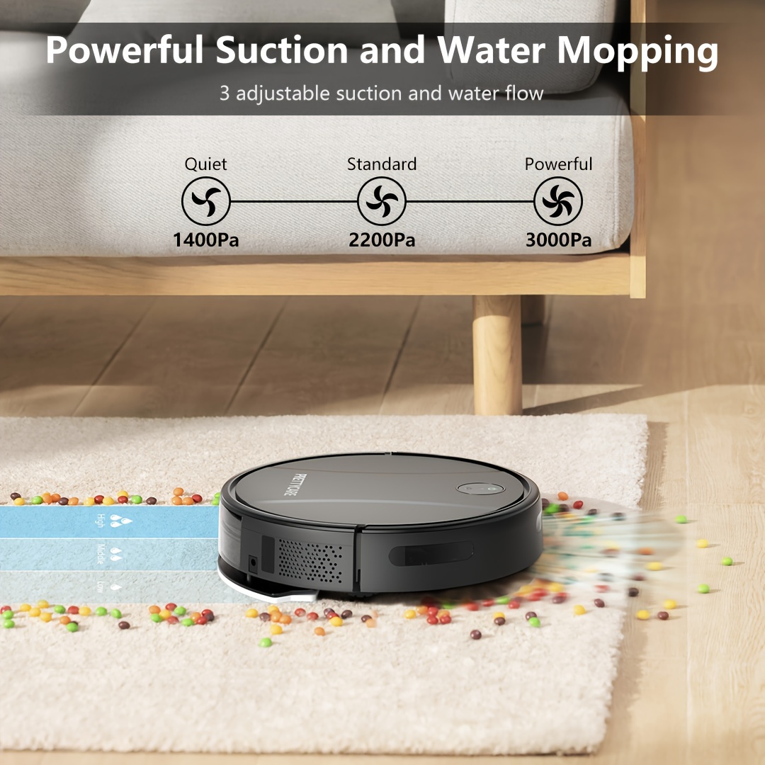 

Prettycare And Mop , 2 In 1 Mopping 3000pa Suction, Robotic , -charging, App// , For Pet C2