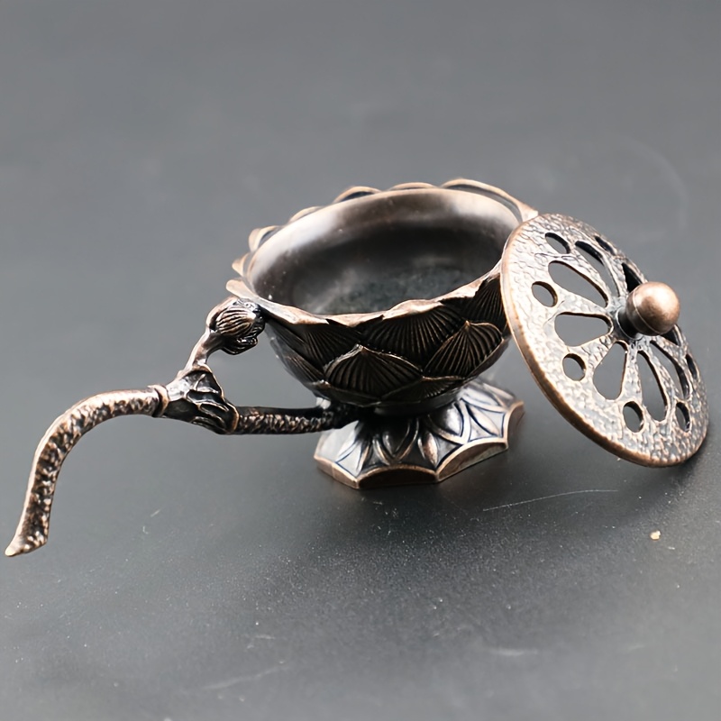 E-shop 1 Stück Zinklegierung Tragbarer Hand-Räucherhalter - Künstlerisches Blumenmuster, Kein benötigt, Zen für Büroentspannung & Feiertagsdekoration