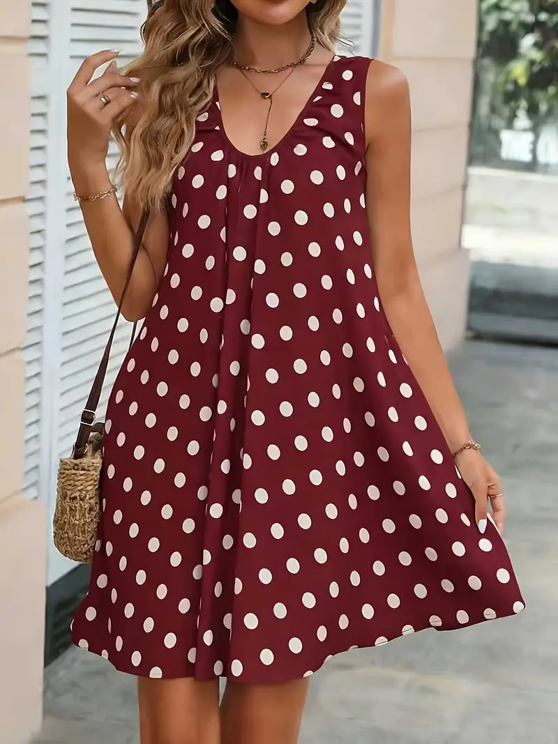 red and white polka dot summer dress red dress with white polka dots Women's Red Print Hayley Mini Dress Red Polka Dot in Size XL by Outcast