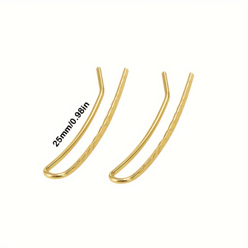 E-shop 2 Stück U-förmige Ohrclip Ohrklemme Piercing Gold Silberfarben Edelstahl Handgefertigt Gehämmerter Charm Schmuck
