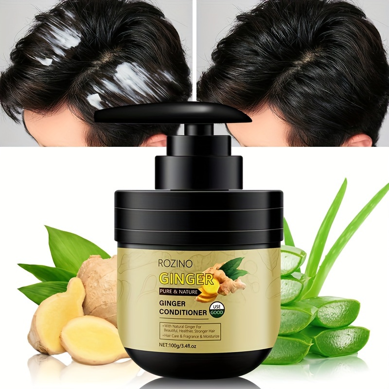 

silky Smooth" Rozino Ginger Hair Conditioner 100g - Deep Moisturizing & Strengthening, Repairs Dryness & Split Ends, Creamy Texture For Fluffy Locks