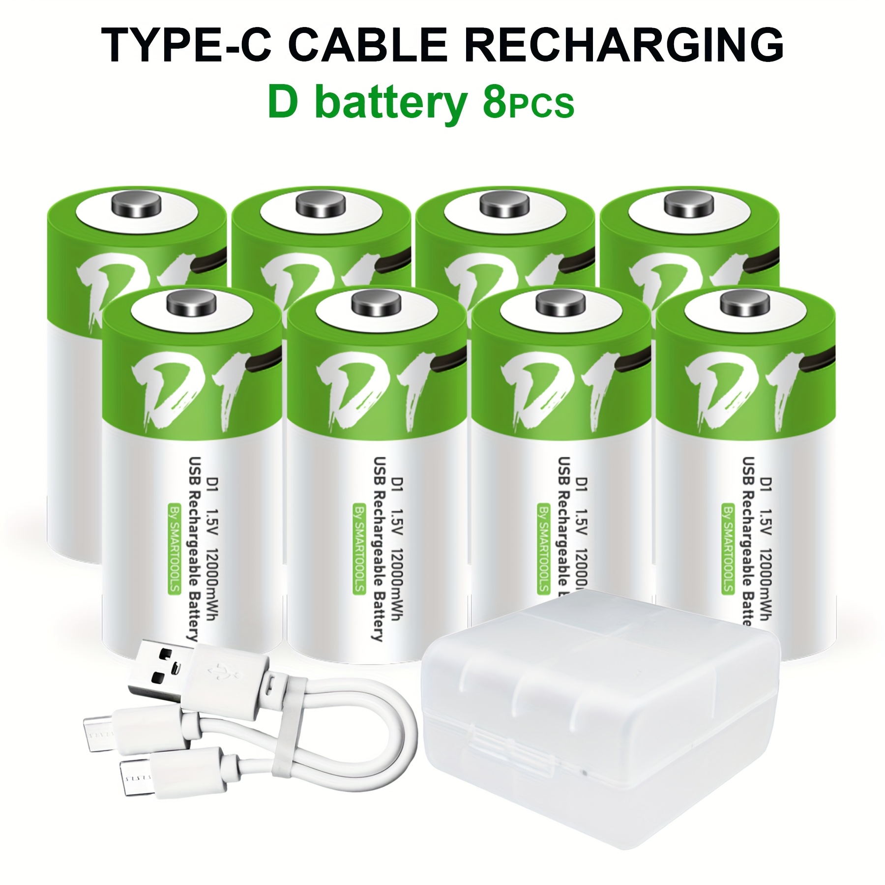 Image of 8pcs D Battery D1 Batteries, D Rechargeable Lithium , High Capacity 1.5v 8000mah 12000mwh Rechargeable Lithium Battery, 3 Hours Fast Charge, Output, Long Lasting Cycle Times Up To 1200x