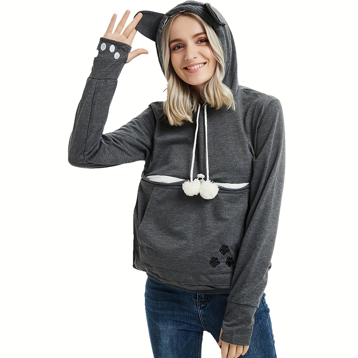 

Unisex Hoodie Pouch Holder Sweatshirt Shirt Top