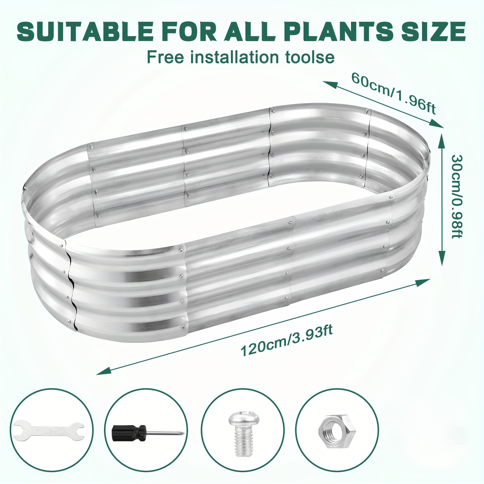E-shop Verzinkter Hochbeet, Metall Gartenbox für Außen, Große Metall Gartenbox, Gartenkasten im Landhausstil für Außen mit Mehrkomponenten-Bundle für