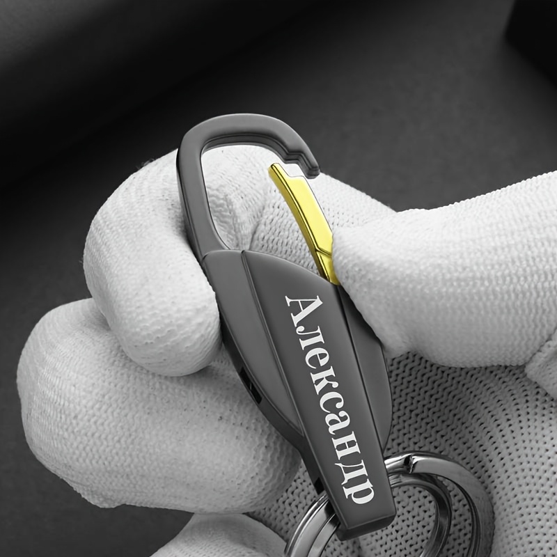 TEMU Portachiavi Personalizzato Inciso - Anello in Metallo con Accenti Dorati, Design Anti-Smarrimento e Costruzione Resistente per Chiavi Auto,