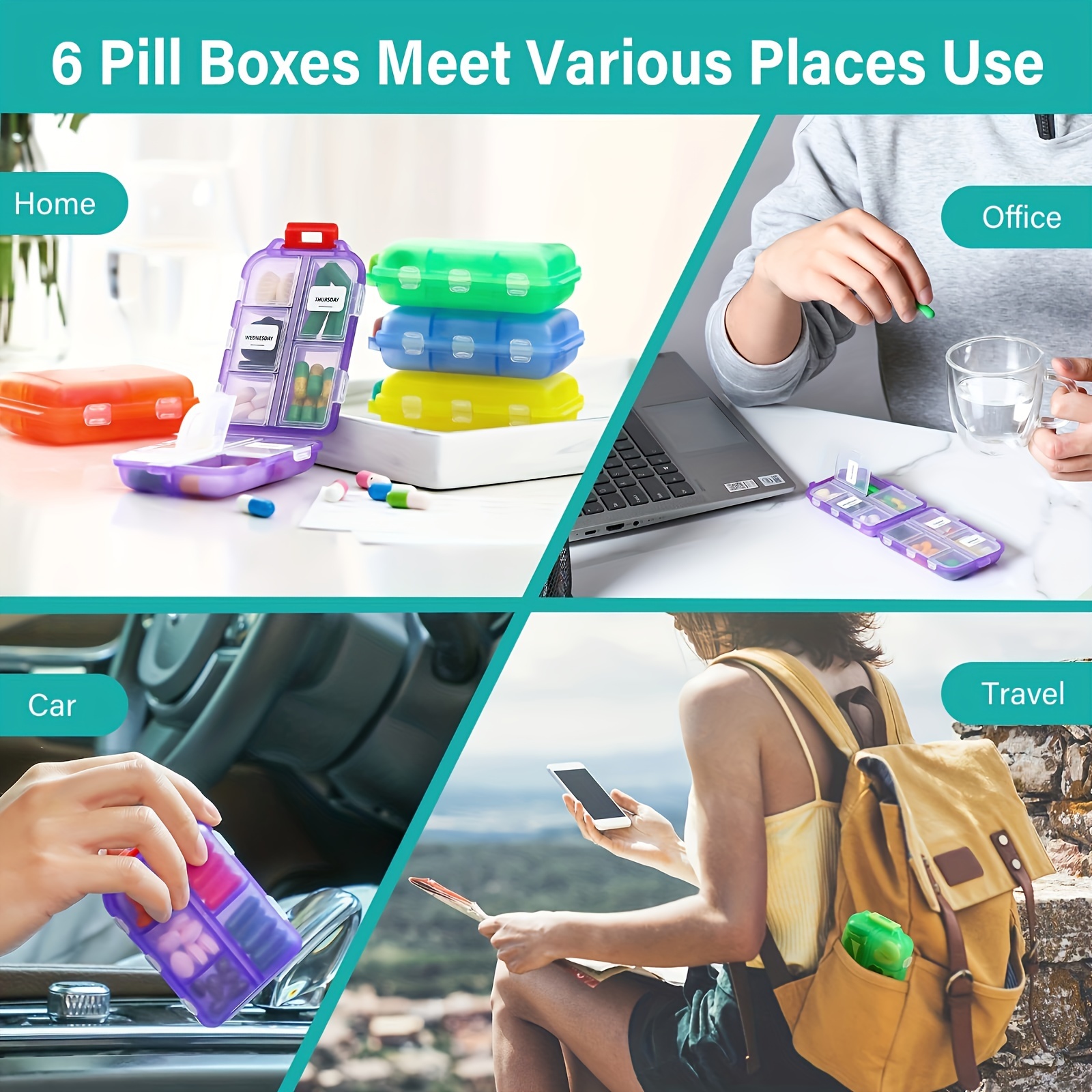 6 pack travel medicine organizers 10 compartments for wallet or bag storage suitable for vitamins fish oil and more details 4