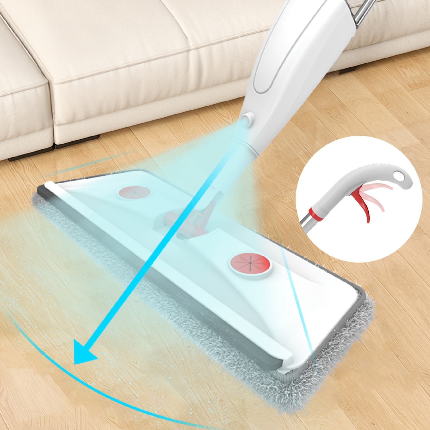 

1pc Rotatable Spray Mop, Washing, Dual-use Wet And Dry, Easy Clean Flat Mop For Living Room, Bedroom, Bathroom, Kitchen, And Floor Cleaning