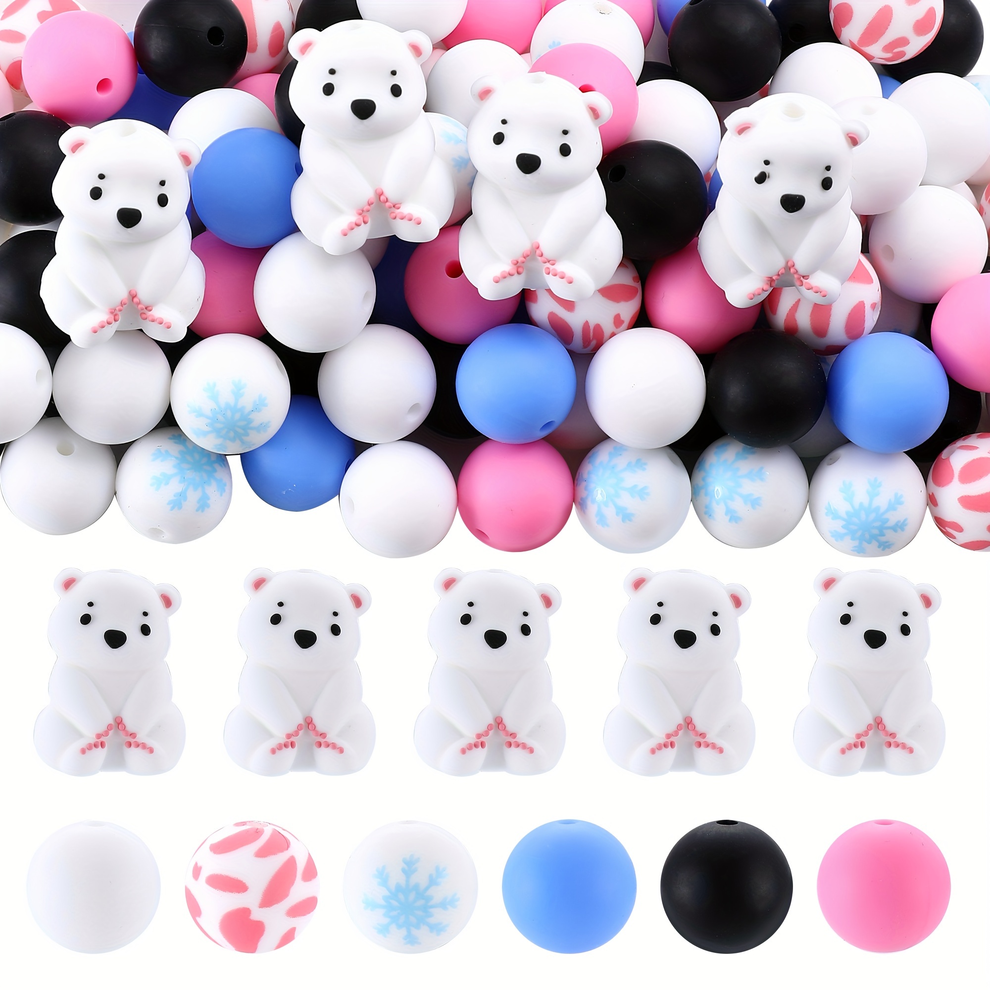 

45 Christmas Themed Silicone Beads 3d Silicone Beads - Loose Handmade Beads For , Keychains And Pen Ornaments