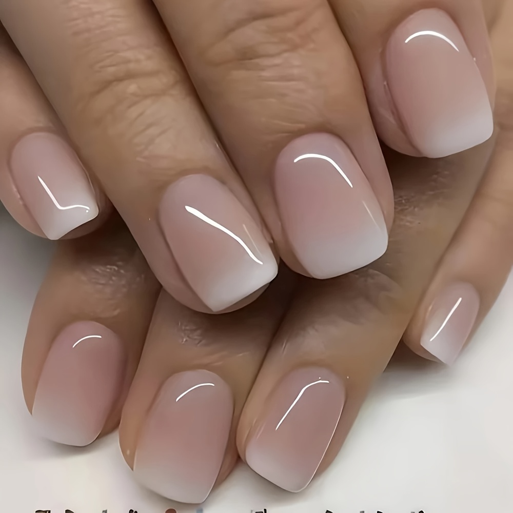 24 Short Square Press-on Nails, Gradient Press-on False Nails, Simple Heart Gradient Design, Perfect For Evening, Dancing, Or Enhancing Your Style Daily. Simply Press Them