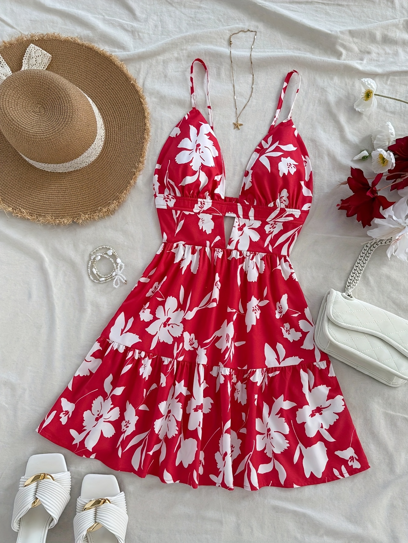 open lace back dress Josefina Red Rose Bustier Sundress – SELCOUTH