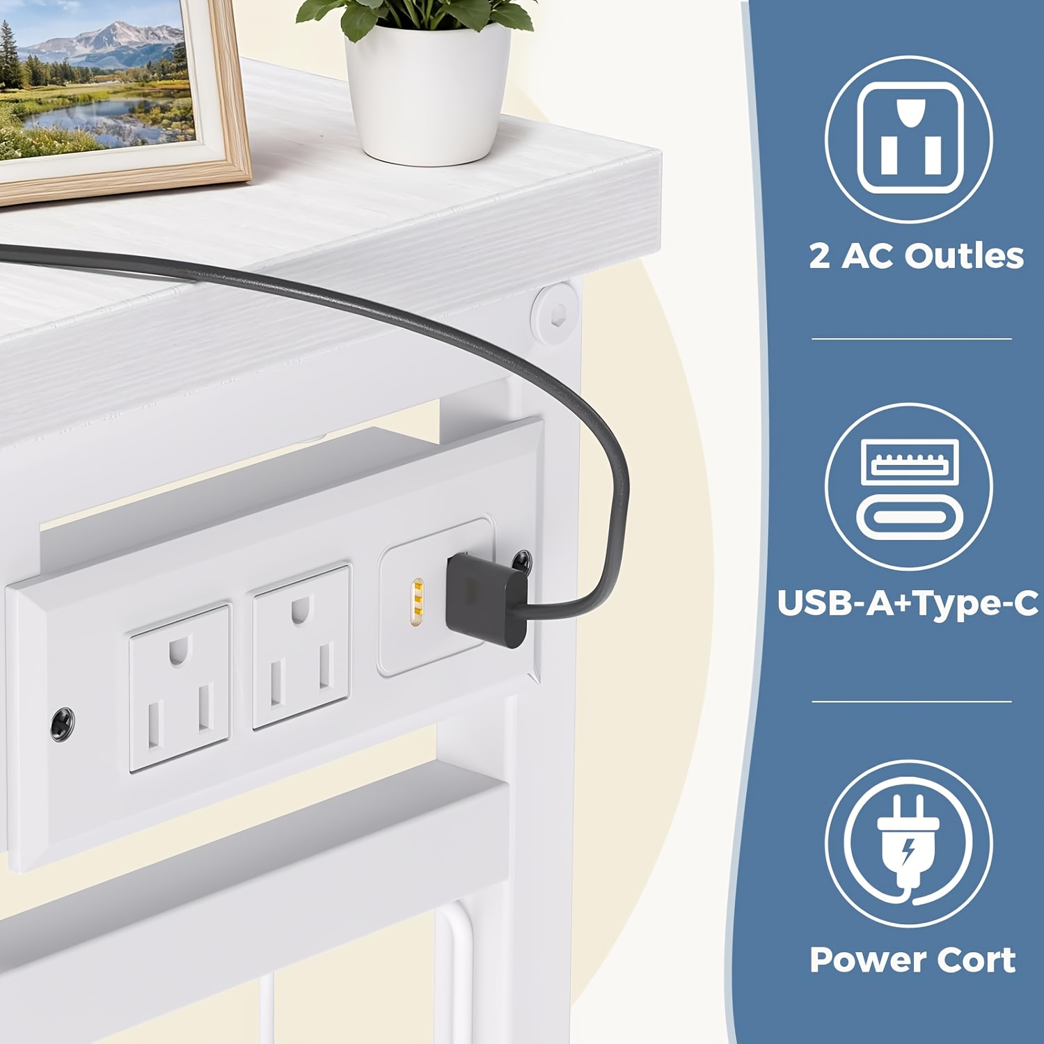 Dresser with LED Lights And Charging Station for Bedroom - 6-Drawer Fabric Storage Dresser with Hanging Rack, Sturdy Wooden Top, Stable Anti-Tip Design, Perfect for Modern Homes & Apartments