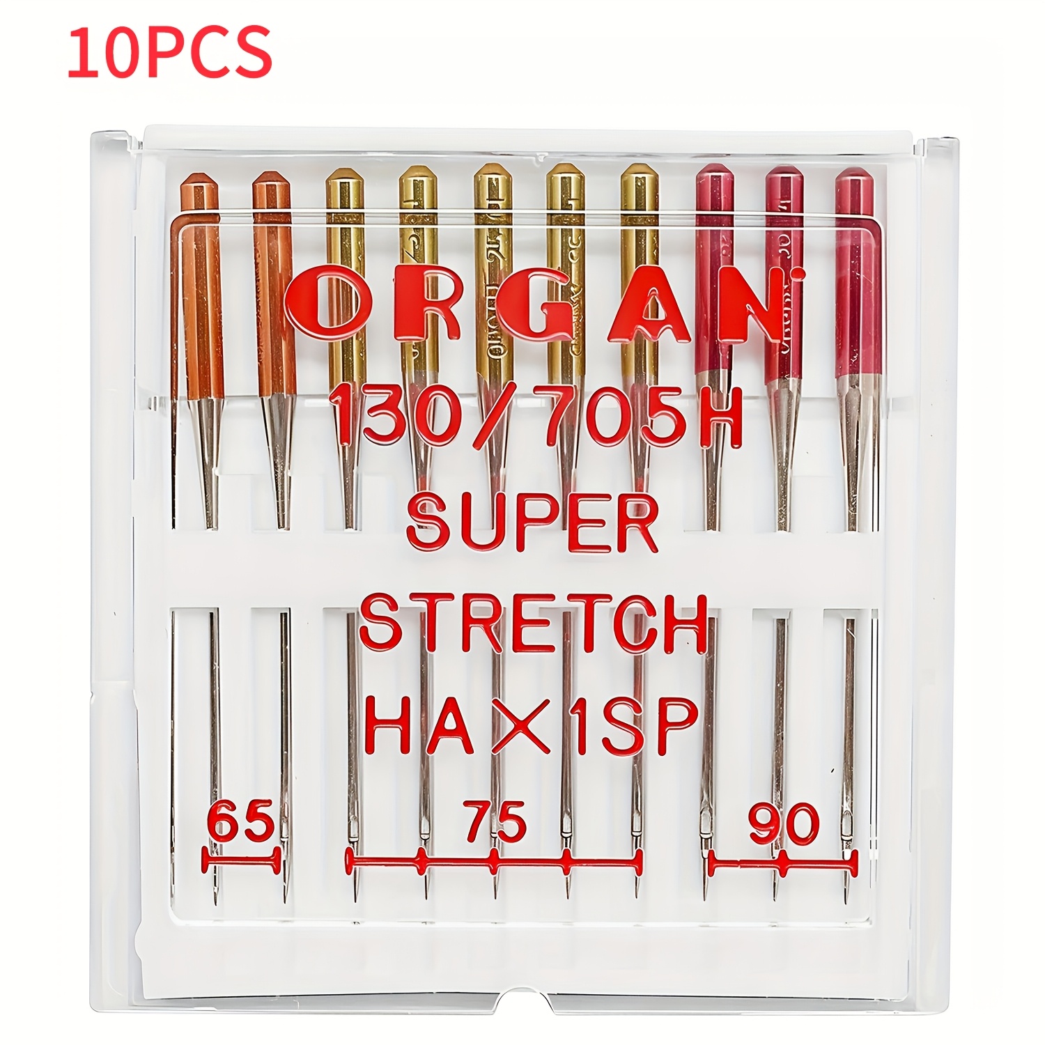 6/10pcs Per Box Hax1sp Mixed Size Organ Needles # 65- # 75- # 90 Sewing Needles, Suitable For Elastic Knitted Fabric Sewing Machine Accessories