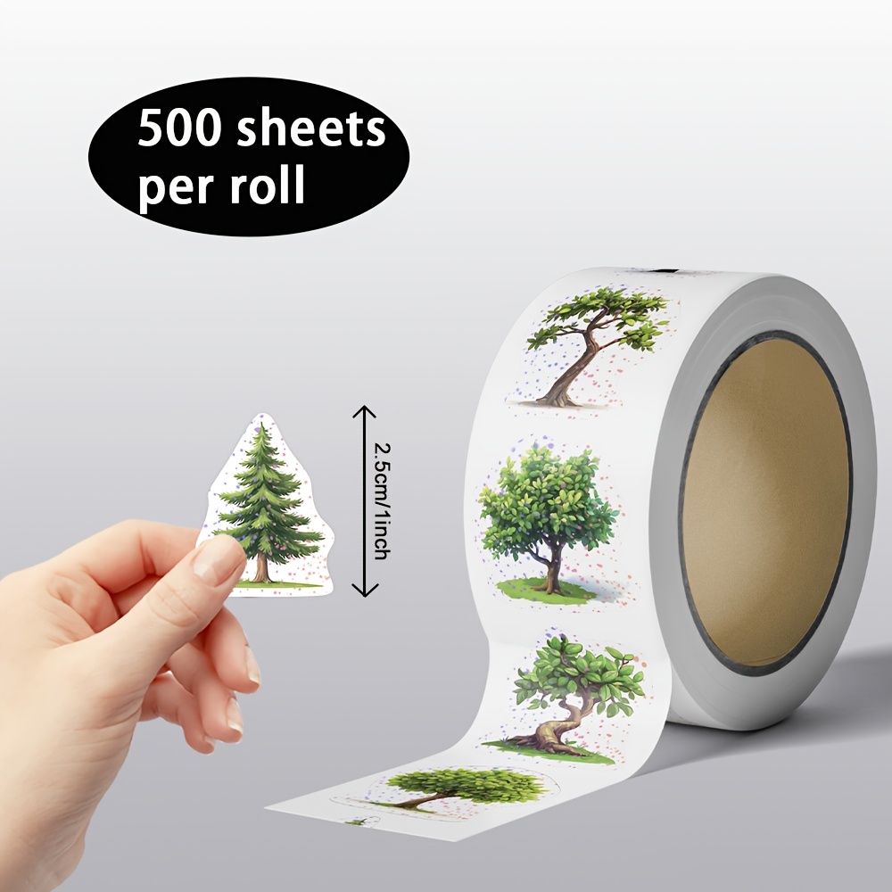 TEMU 500 Sheets/roll Laser Transfer Stickers, Tree Theme, Including Trees, Broadleaf Trees, And , Suitable For Decorating Journals, Phone Cases, Or