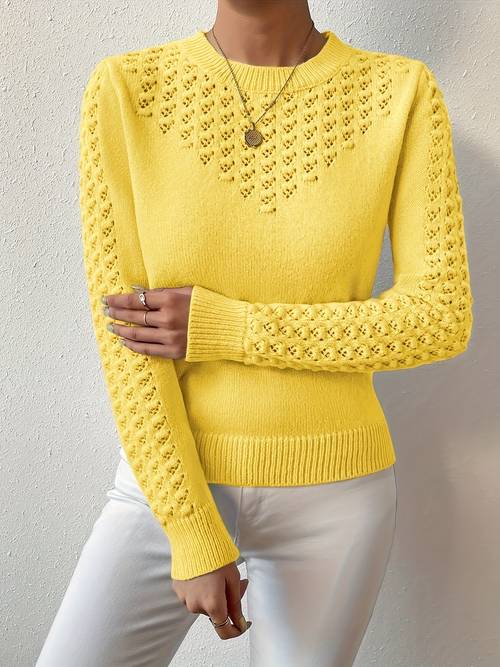 popular hollow pullover top for women with a round neck and short design