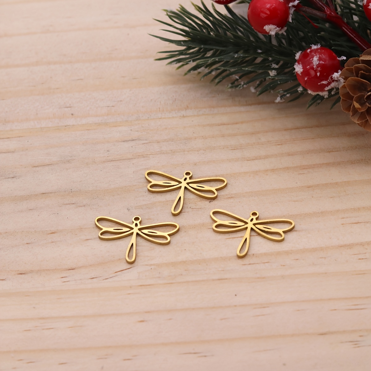 TEMU 3 stuks Kleine Bedels Roestvrij Staal Libelle Ketting Armband Sieraden Maken Toevoegingen Cadeaus Nieuwjaar