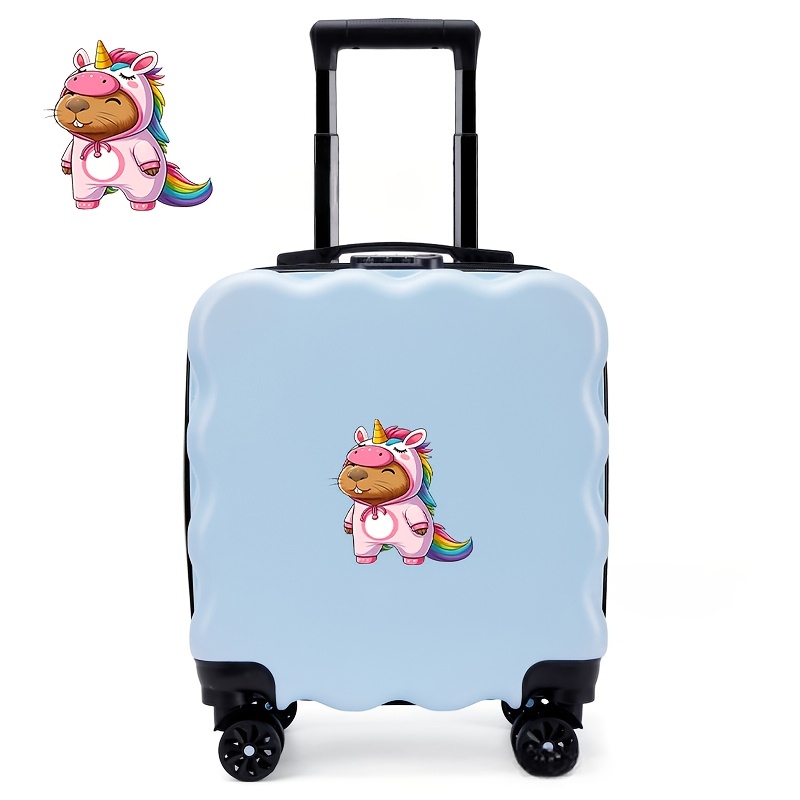 Cartoon-Printed Luggage with Adorable Capybara in Unicorn Onesie