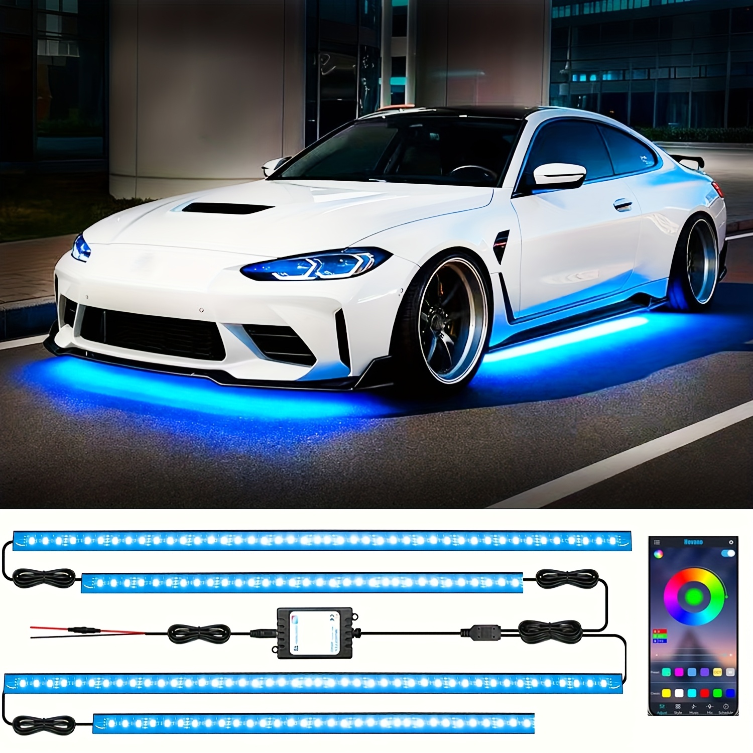 TEMU Underglow Car Lights, A Kit With Rgb Leds, Including App/remote Control And , Wireless Remote Controller, Car Underglow Lighting, Golf Cart