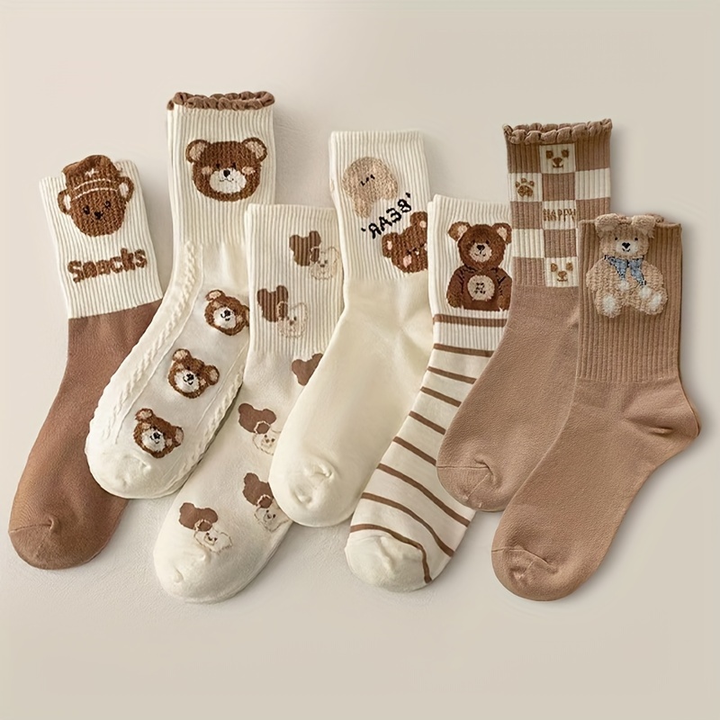 

7pcs 's Bear & Letter Mid- - , For