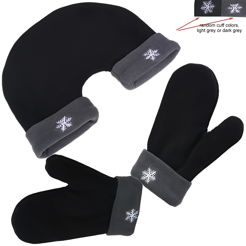 Image of Winter Couple's Gloves, Hand-in-hand Thermal Gloves For Men And Women, Snowflake Embroidered Red And Black -lined Thickened Gloves, Christmas And New Year Gift, Random Cuff Colors
