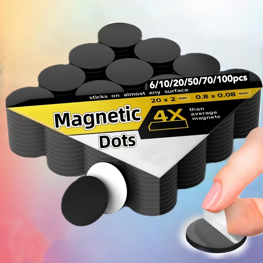 

6/10//70/100pcs Self-adhesive Mini Magnetic Dots, Strong Synthetic Rubber Tape, Flexible And Reusable, Office And Craft Supplies, With Easy For Notes, Photos, And Decorations