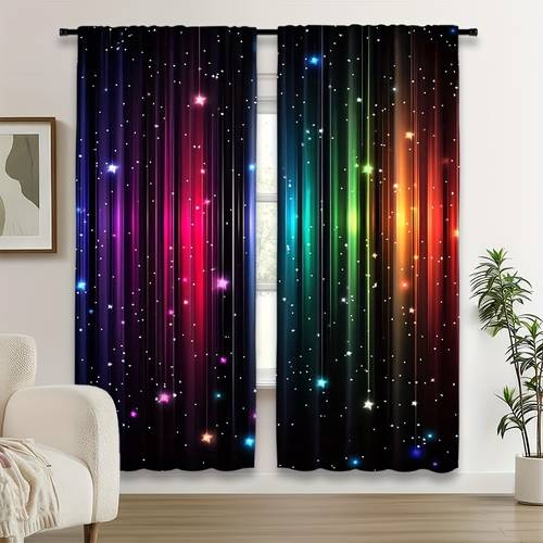 2d flat 2d flat 2pcs 2d printed 55x150 cm 21 65x59 inch vibrant curtains vibrant starry sky curtains semi translucent rod pocket window drapes with space print machine washable for s room bedroom living room