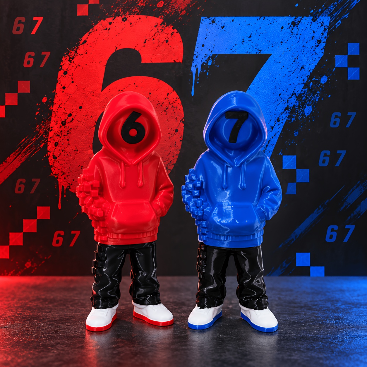 TEMU Lot de 2 figurines en vinyle URBAN PIXEL ART (Série n° 6 et 7)