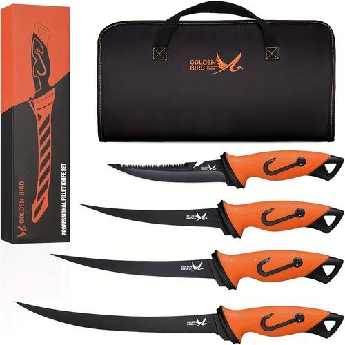 item picture 5pcs filleting knife set fishing knife boning knife and bait knife with protective sheath sharp blade for meat cutting non slip handles trimming knife with storage bag ideal gift christmas fathers day
