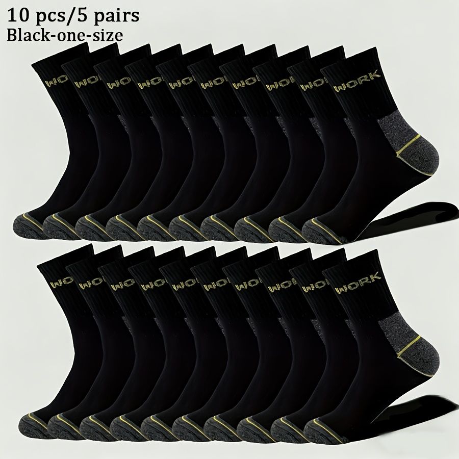 TEMU 5/10 Pairs Spring Mid-calf Socks, Durable, Shock-absorbing And Moisture-wicking Sports Socks. Men Socks With Ribbed Elastic Cuffs, Arch Support,