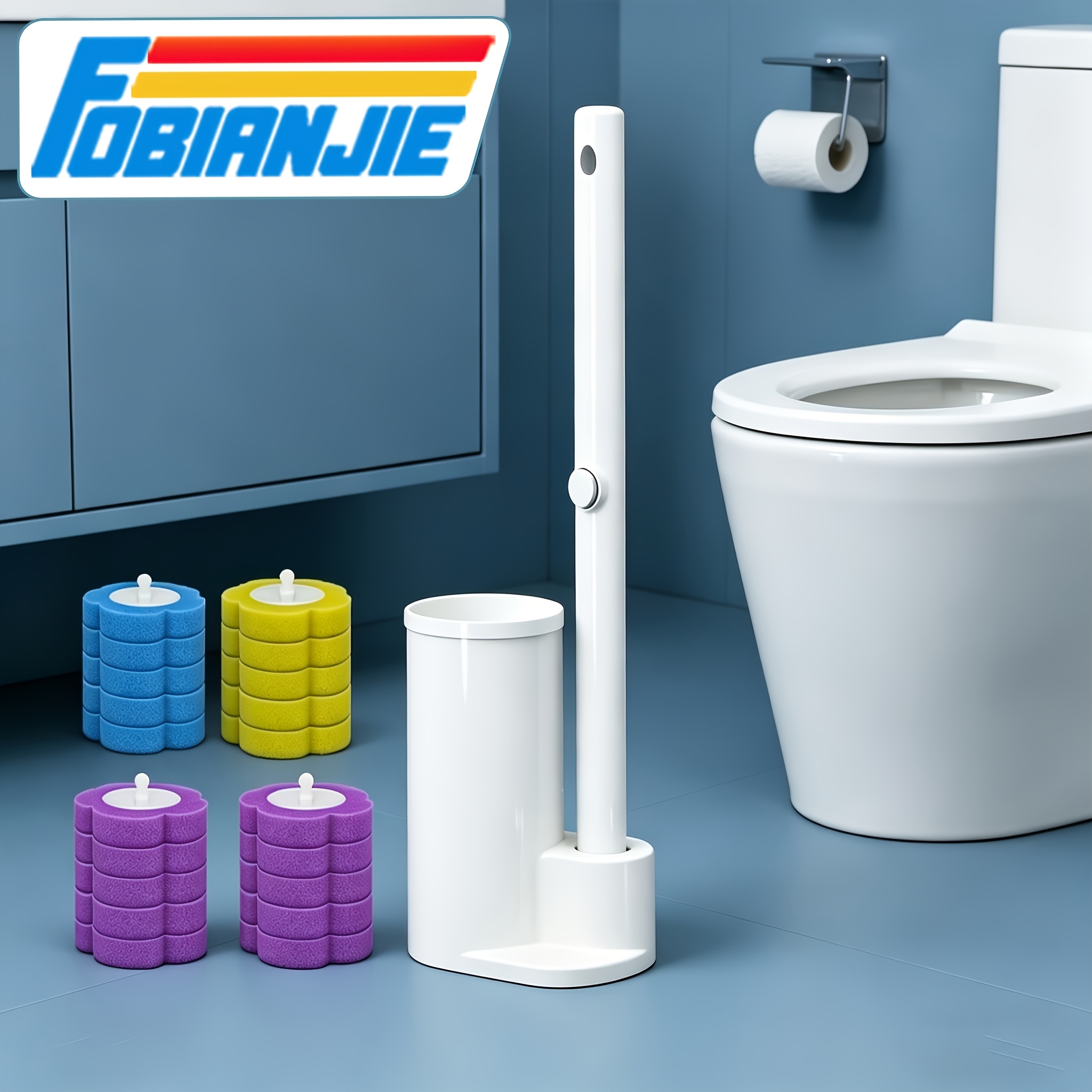 TEMU Household Toilet Brush With Replaceable Brush Head, Wall-mounted Design For Bathroom Restroom
