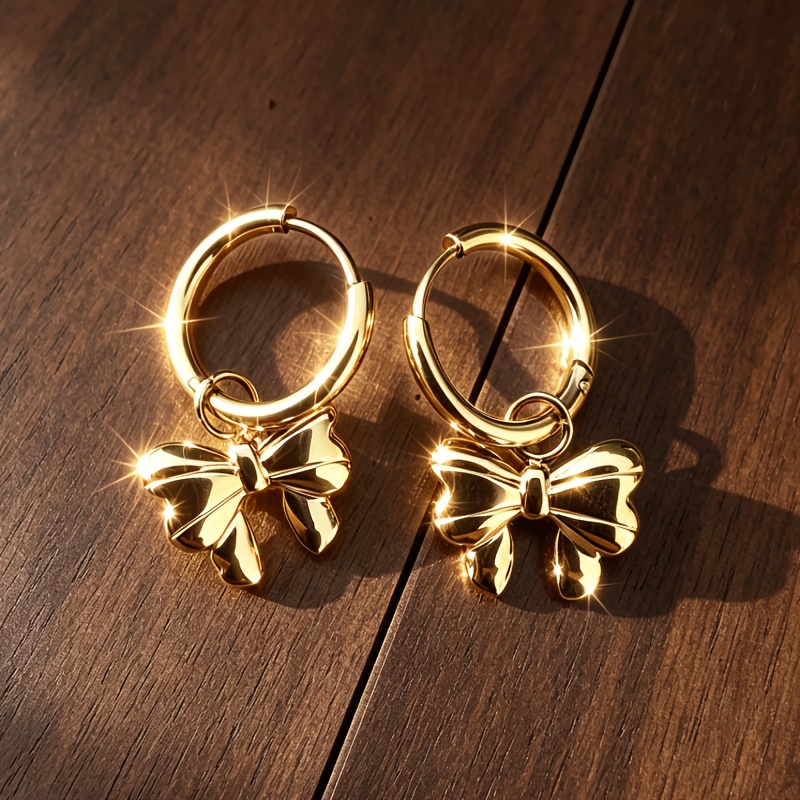 TEMU Hypoallergenic, High-quality -shaped Stainless Steel Earrings. Suitable For Daily , Banquets, And Weddings. An Ideal Valentine's Day Gift For