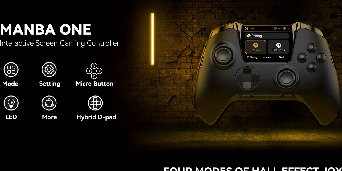 Interactive Screen Wireless Gaming Controller For PC/Switch/iOS/Android/Steam Deck, Hall Effect Stick & Trigger, RGB Lighting, Remappable Buttons, 1800mAh With Charging Dock -V2/Black(No Drift).[Notice]Not Compatible With Xbox And PS5