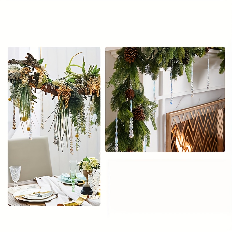 Hangende kristallen, helderglazen ijspegelornament, 10 m synthetische kraalslinger rechthoek kerstboomversieringen Kroonluchterprisma voor centerpieces kristal