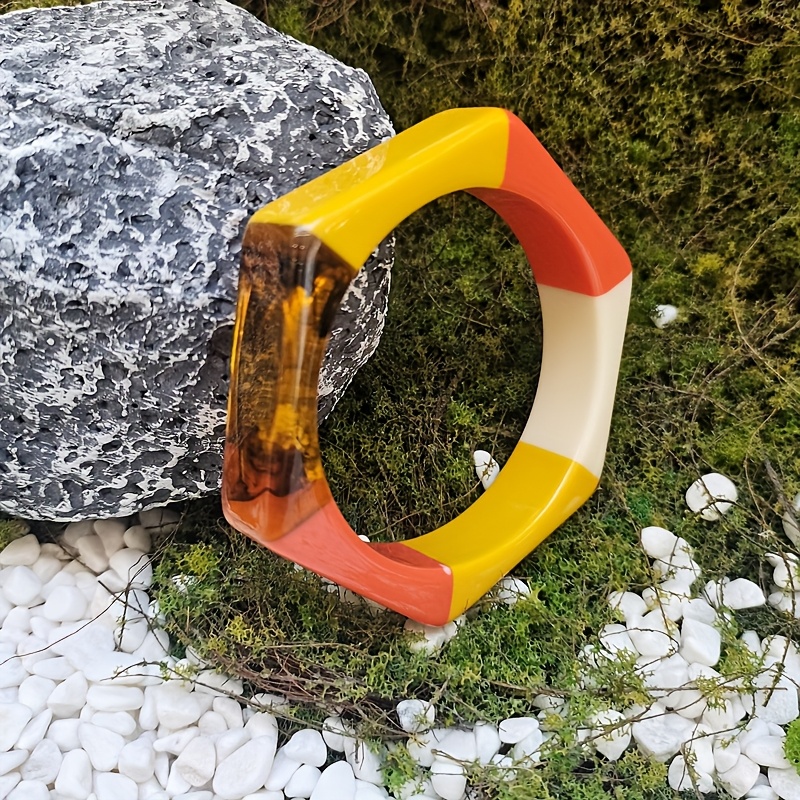 Women's Two-Tone Multi-Color Spliced Bangle Bracelet